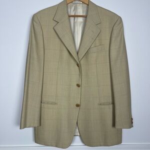 Classic Tan Blazer with Windowpane Check